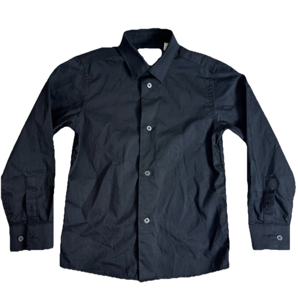 Calvin Klein Sateen Boys Longsleeve Button Down Casual Dress Shirt Black Size 6